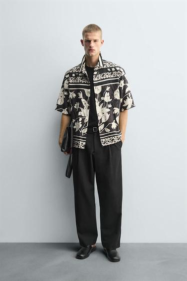 CAMISA ESTAMPADO FOLHAS - Preto da Zara