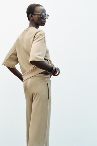 PANTALON LARGE EFFET DÉLAVÉ - Sable de Zara - Image 2