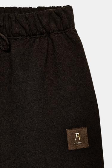 PANTALON EN MOLLETON AVEC PIÈCE - Marron de Zara - Image 2