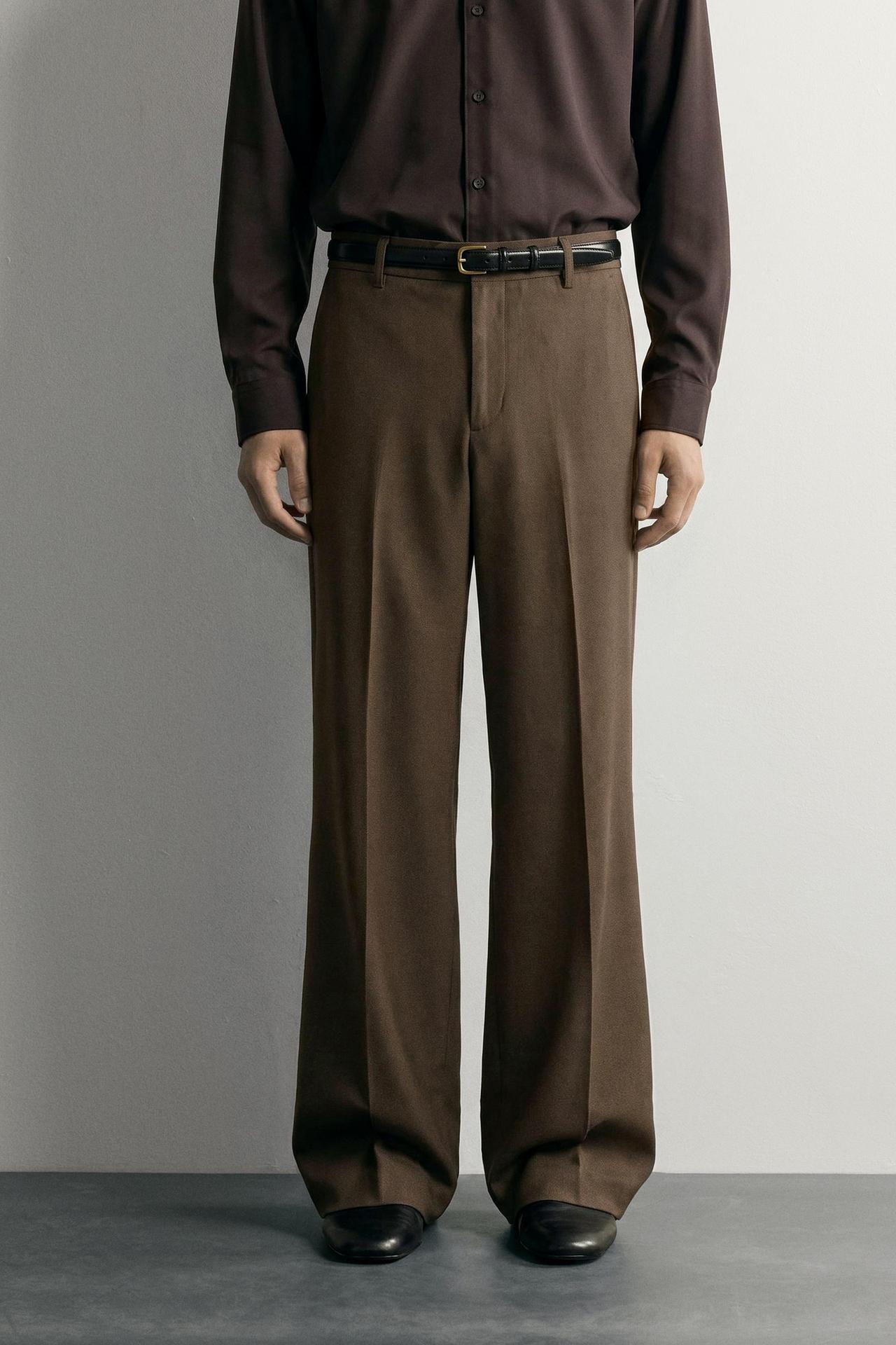 FLARE FIT SUIT PANTS — dark khaki