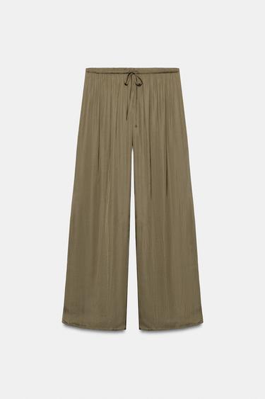 CALÇA FLUIDA PALAZZO - Caqui-escuro da Zara