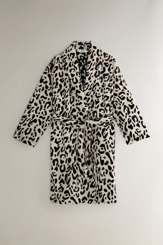 ANIMAL PRINT VELOUR DRESSING GOWN - Sand / Black by Zara - Image 0