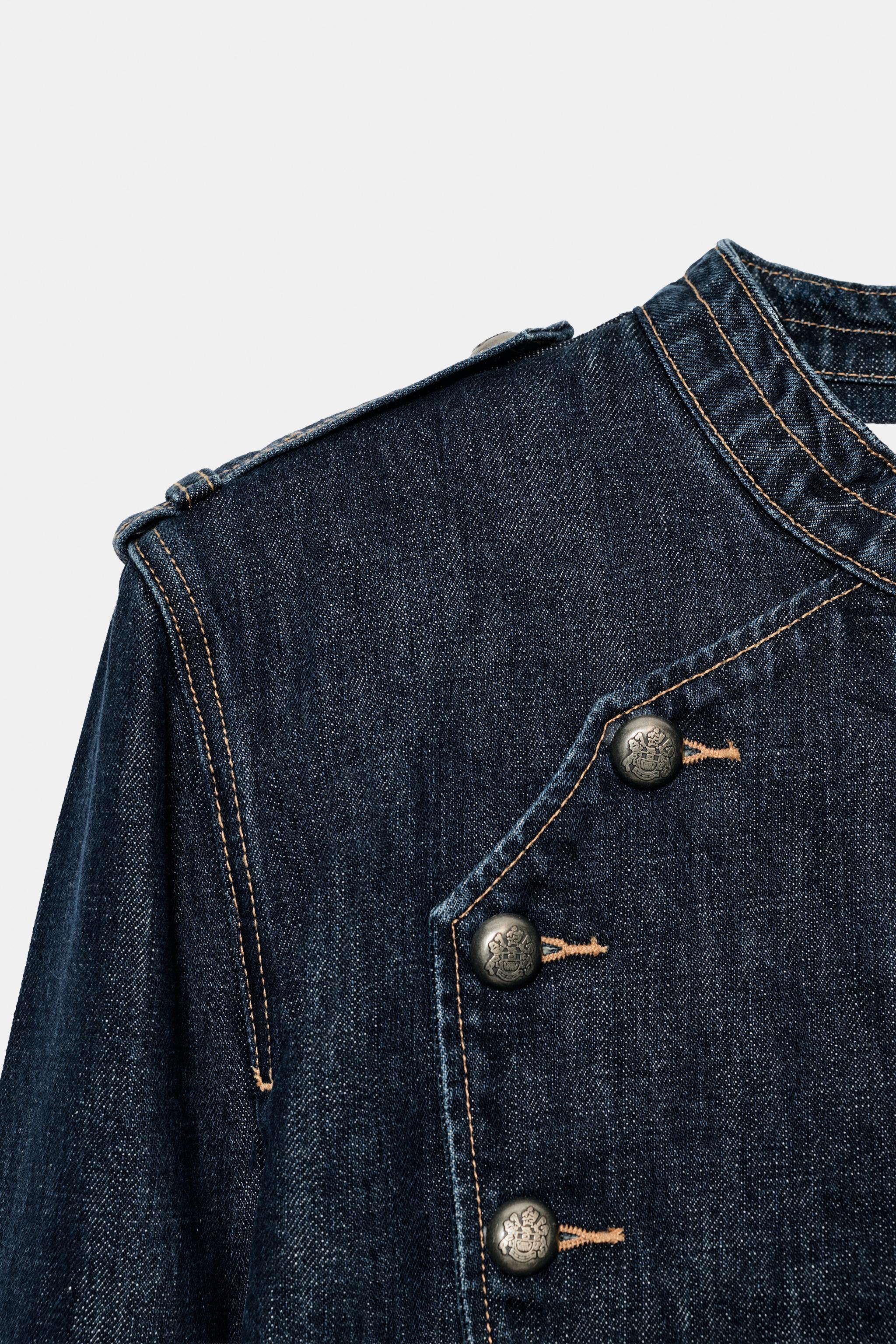 Женские куртки Zara TRF BUTTON DENIM JACKET — фото 7