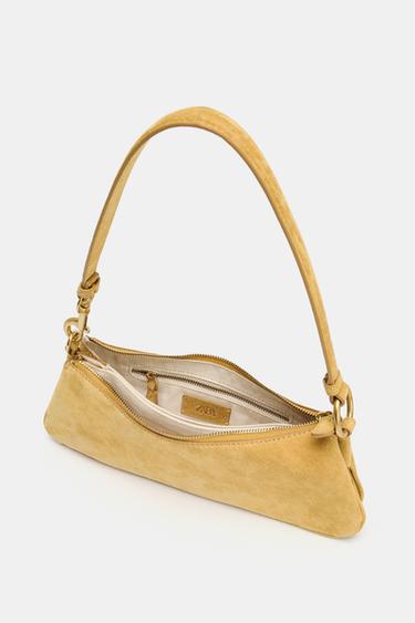 SAC EN CUIR DAIM À BANDOULIÈRE - Jaune moutarde de Zara - Image 5