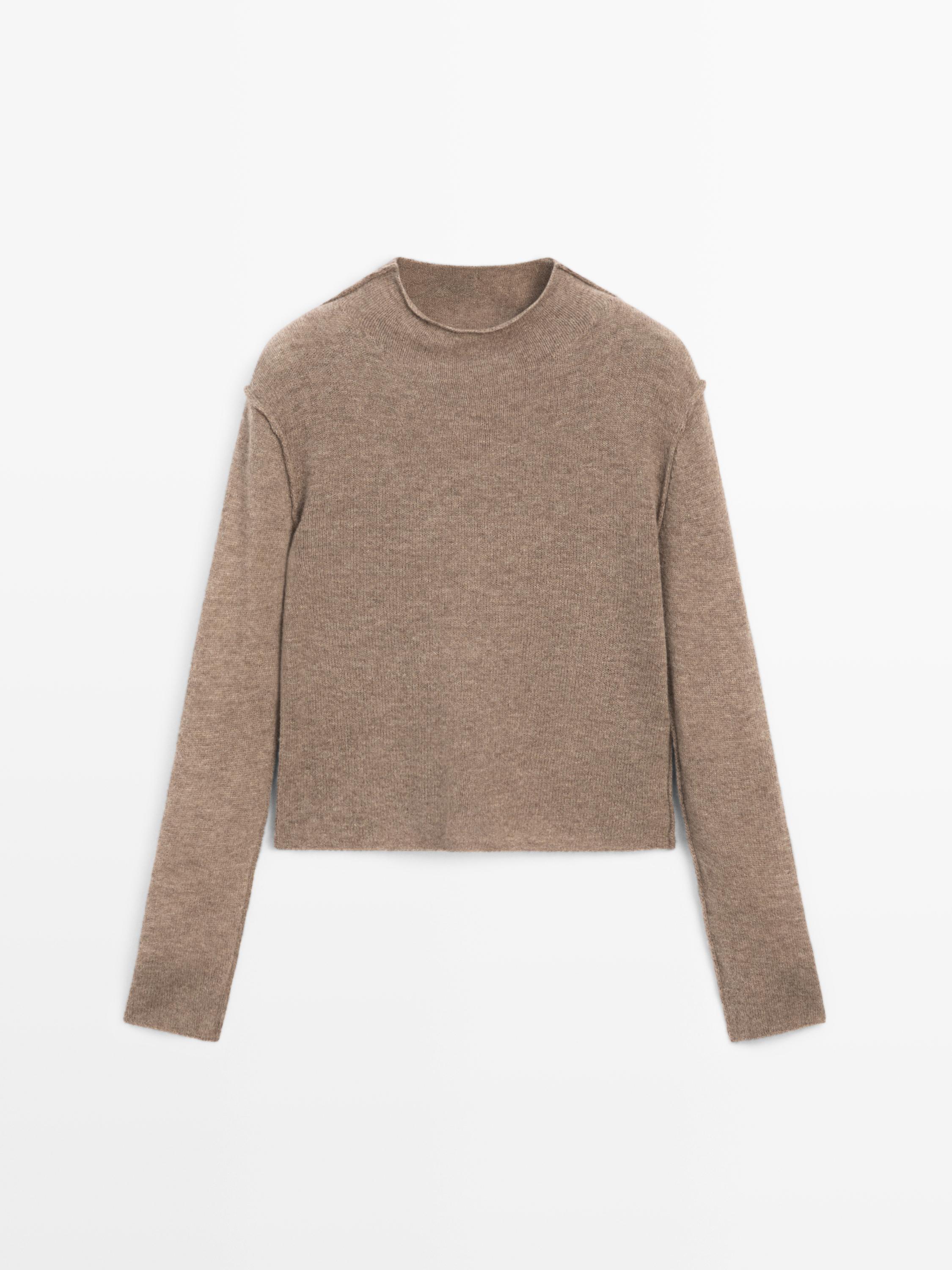 Wool blend knit sweater with mock turtleneck
