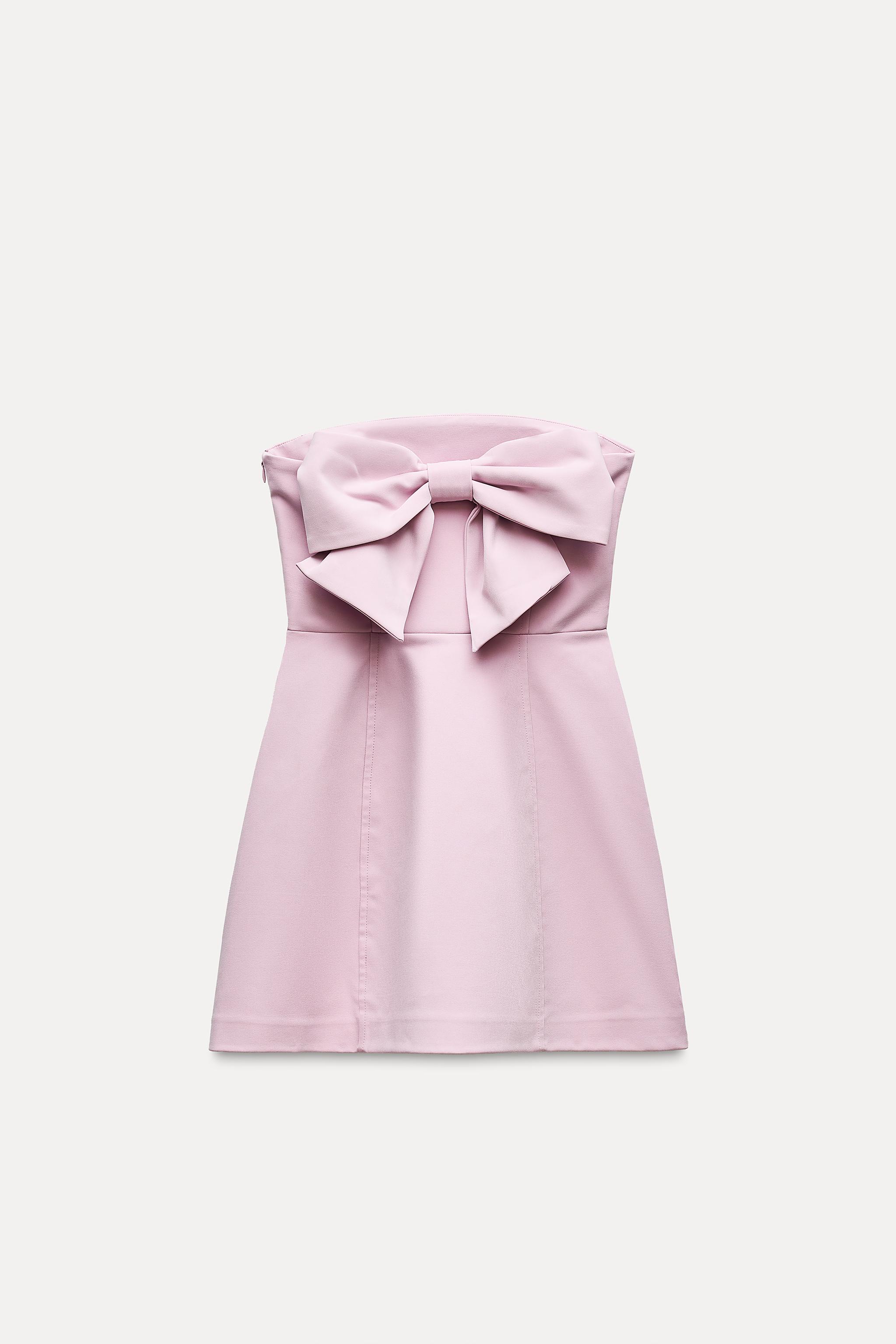 SHORT STRAPLESS BOW DRESS