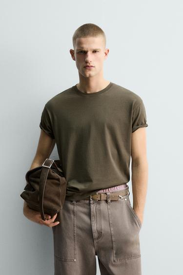 CAMISETA BORDADO CORAÇÃO - Marrom da Zara