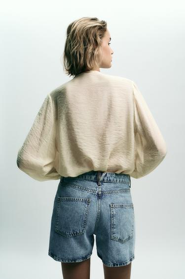 SHORT Z1975 EN JEAN TAILLE HAUTE CROISÉE - Bleu clair de Zara - Image 3