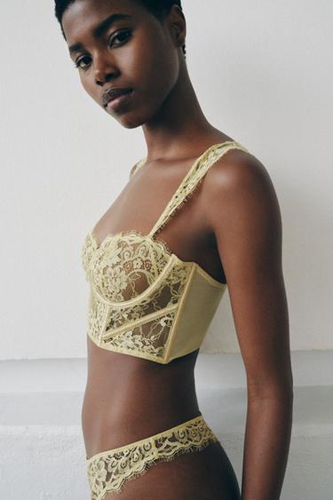LACE UNDERWIRE BRA — Yellow 2