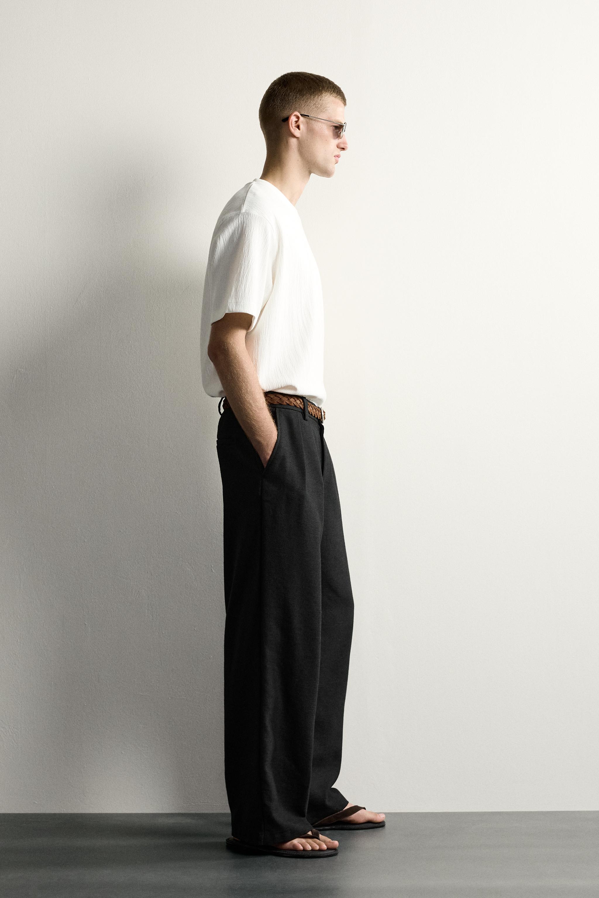 Zara DOKULU RELAXED FIT T-SHIRT görsel 4
