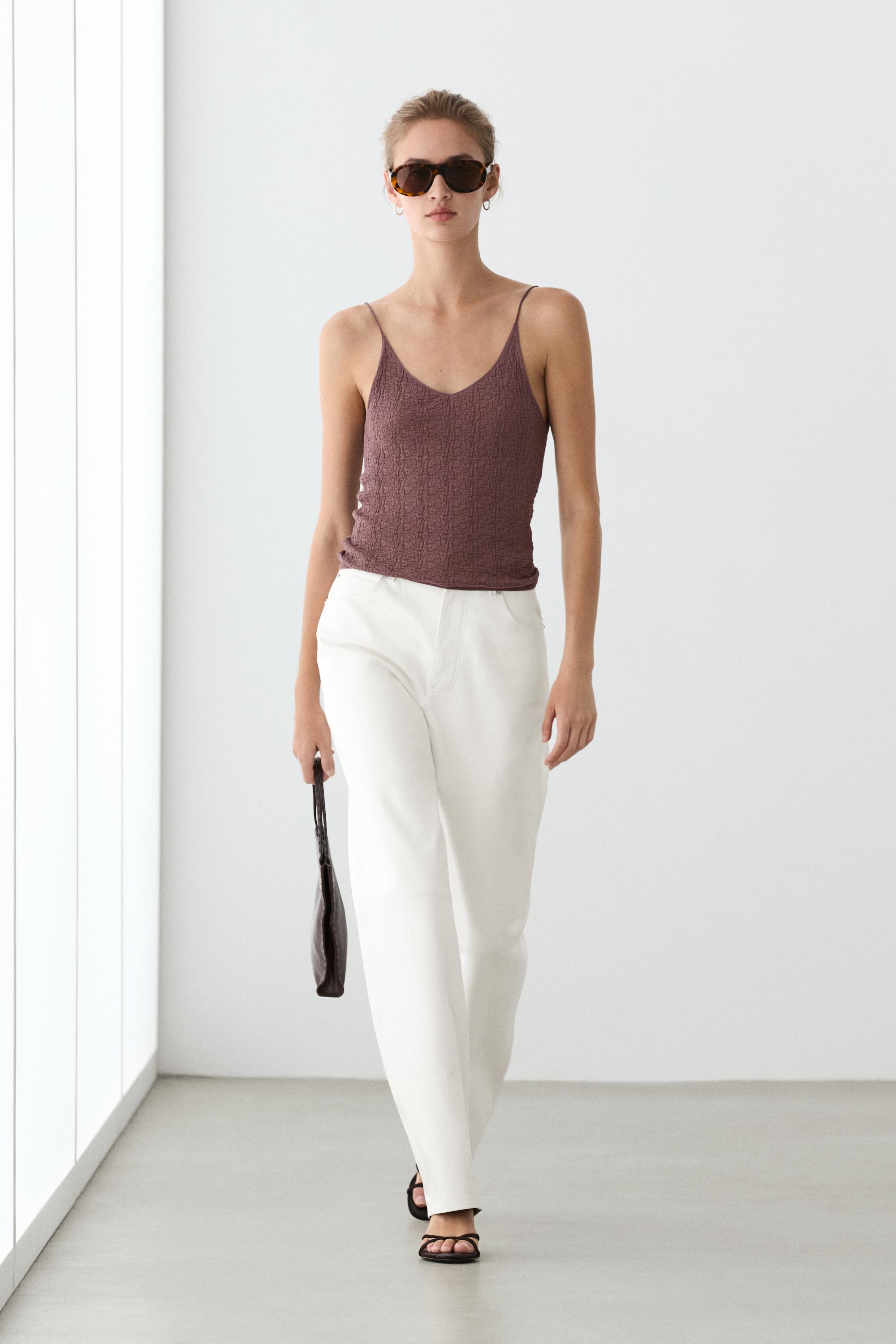 Top à bretelles texturé 100 % coton