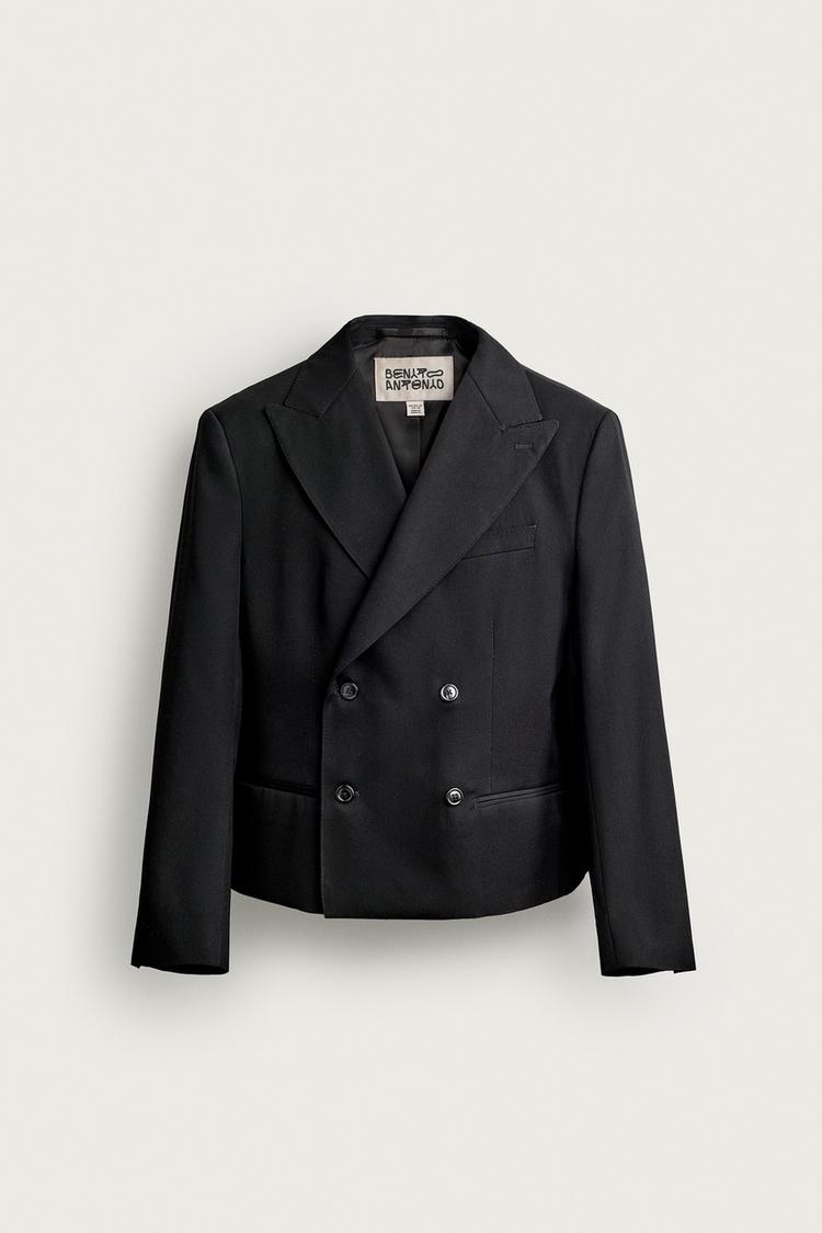CROPPED FIT 100% WOOL SUIT BLAZER