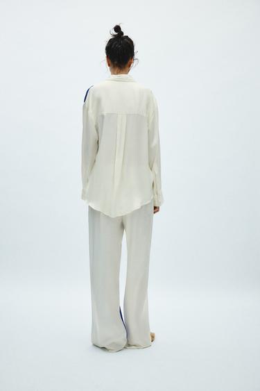 ZW COLLECTION PRINTED TROUSERS - Ecru / Blue by Zara - Image 3