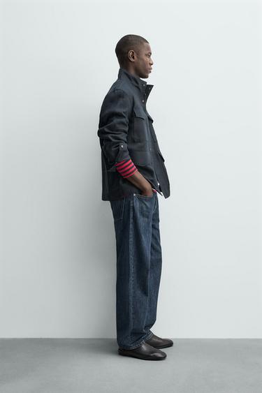 100% LINEN JACKET WITH POCKETS - Navy blue by Zara - Image 3