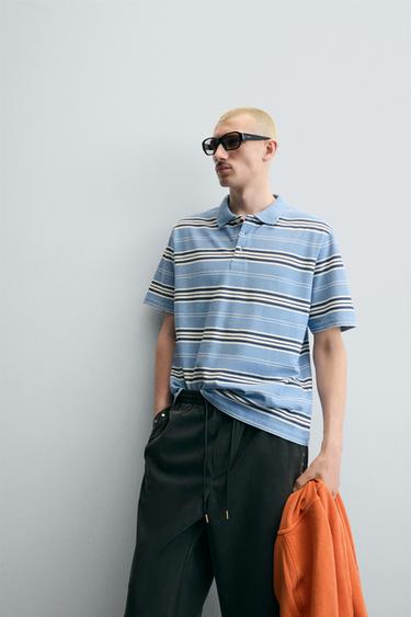 POLO COUPE CARRÉE À RAYURES - Bleu / Blanc de Zara - Image 5