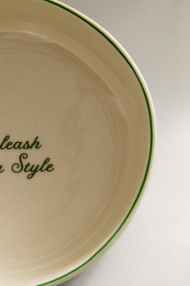 CERAMIC PET FOOD BOWL WITH SLOGAN DETAIL - Green by Zara - Image 2