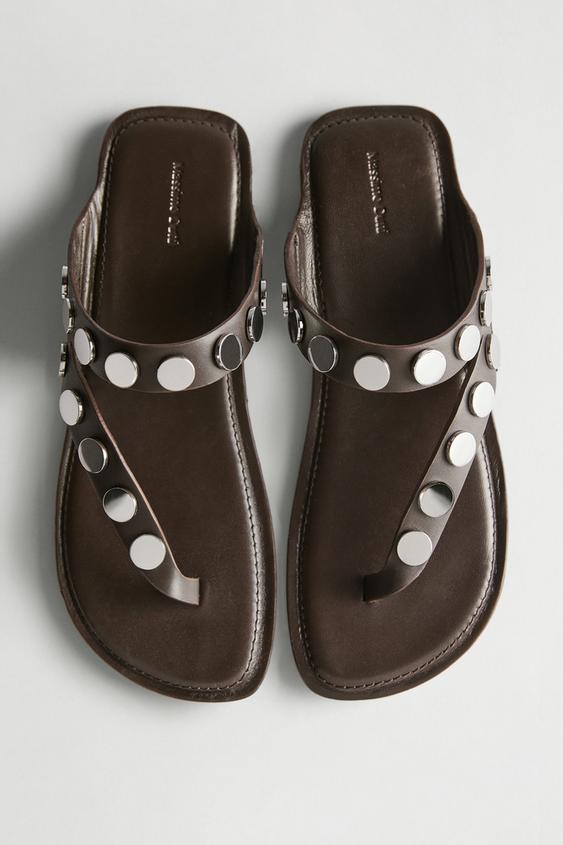 Leather sandals with studs from Zara - $130