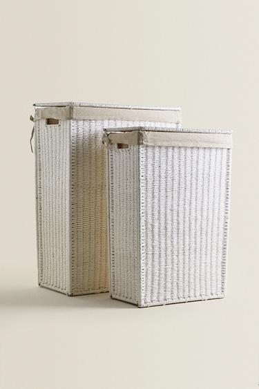 FABRIC-LINED LAUNDRY BASKET - White by Zara
