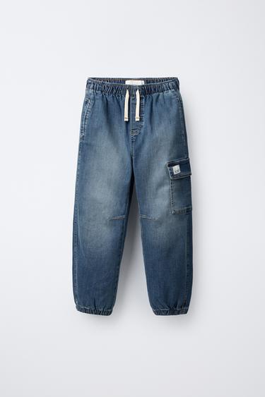 DENIM CARGO JOGGERS - Mid-blue by Zara