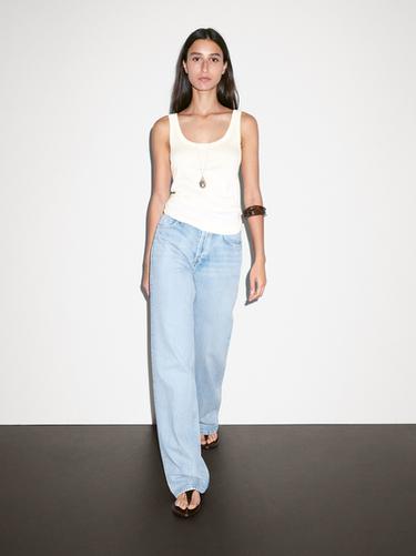 Top à bretelles 100 % coton - Écru de Zara