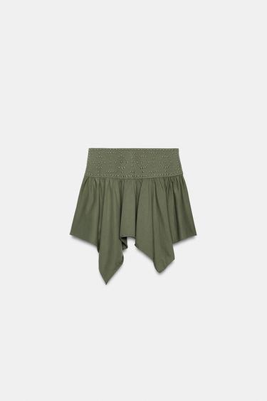 JUPE ASYMÉTRIQUE À CLOUS - Vert de Zara - Image 5