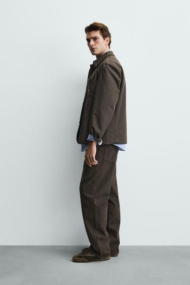 SURCHEMISE TOILE DOUBLURE CONTRASTE - Vison de Zara - Image 3