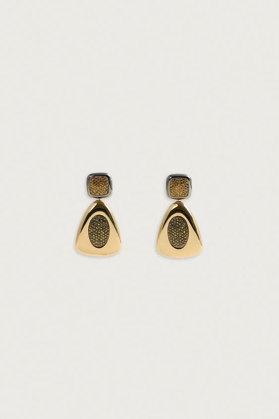 BOUCLES D'OREILLES COMBINÉES BRILLANTS - Doré de Zara - Image 0