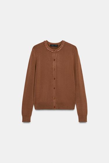 JEWEL CARDIGAN - بني الخاص بـ Zara - صورة 0