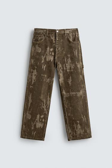 JEANS BAGGY FIT FLOCADO - Beige de Zara