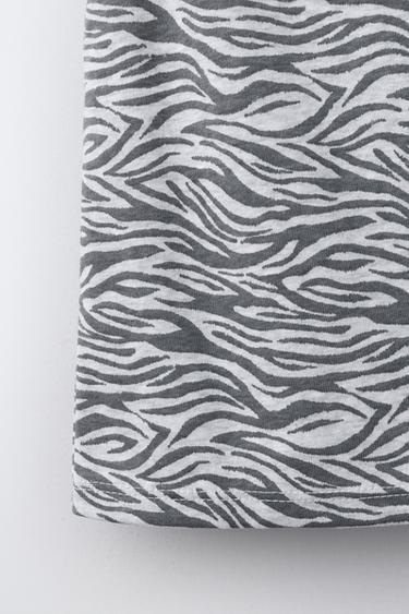 TOP À IMPRIMÉ ZÈBRE - Gris chiné de Zara - Image 3
