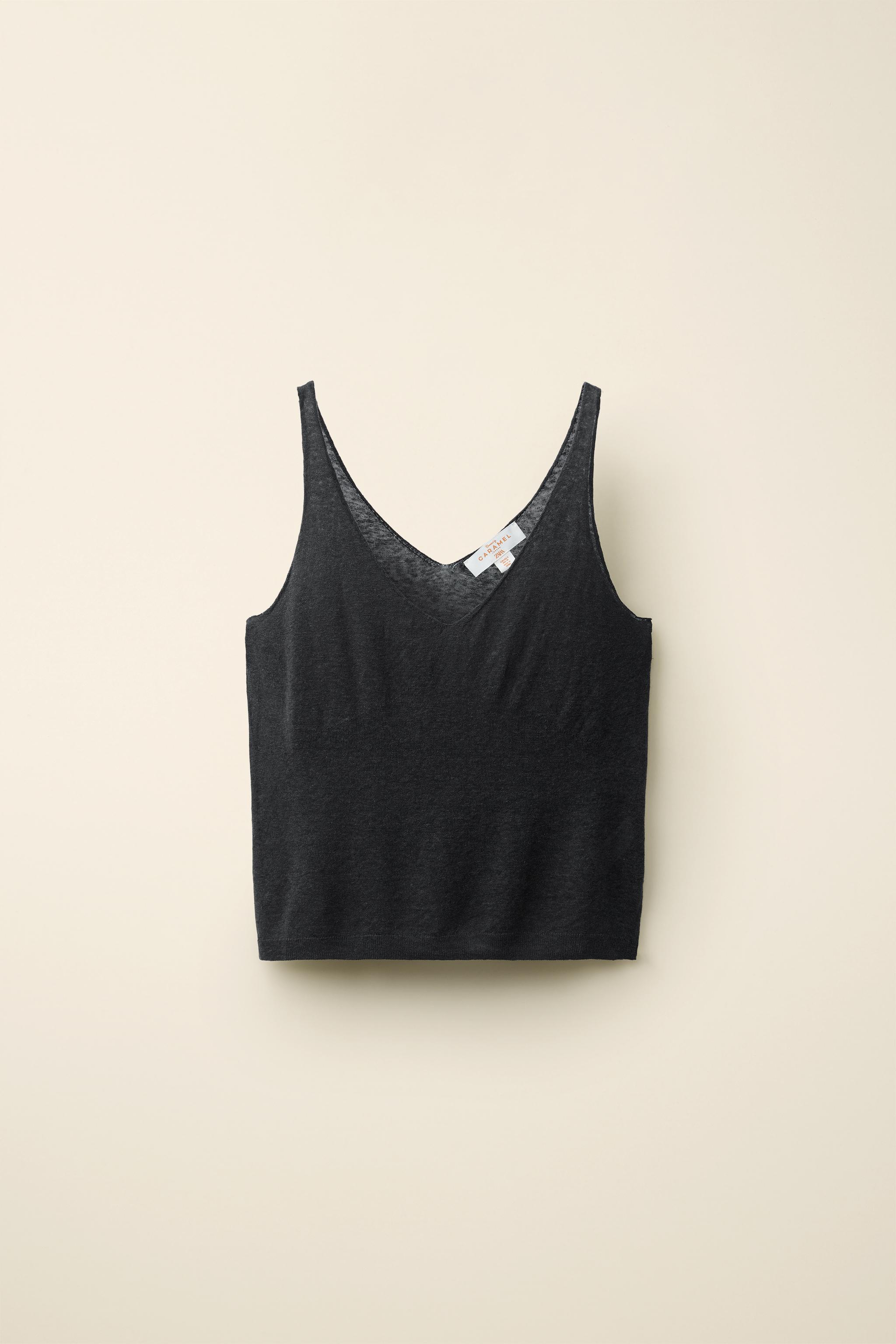 KNIT STRAPPY TOP CREATED BY CARAMEL LONDON X ZARA — Anthracite grey