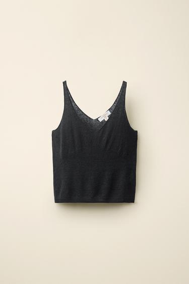 CREATED BY CARAMEL LONDON X ZARA 린넨 니트 탑 - Zara 콜 그레이