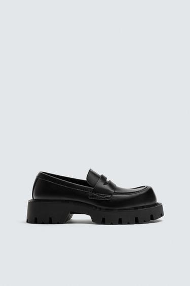 Zara CHUNKY PENNY LOAFERS - Black
