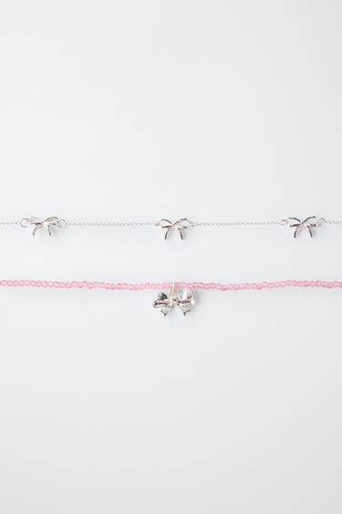 LOT DE DEUX COLLIERS À NŒUDS - Rose de Zara - Image 2