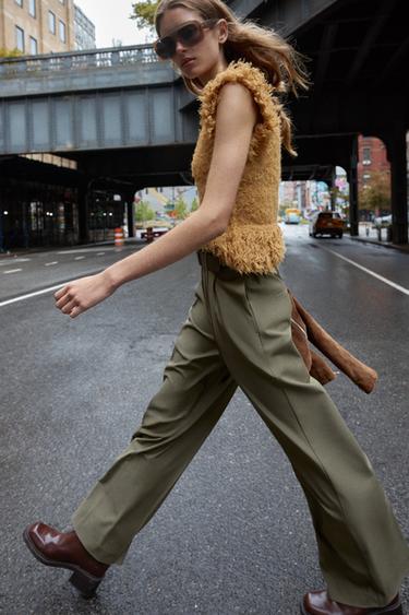 PAPER BAG TROUSERS WITH BELT - Greenish by Zara - Image 2