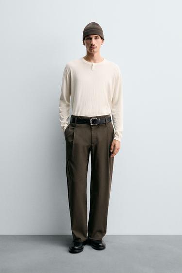 JERSEY CUELLO BOTONES ALGODÓN - CASHMERE - Crudo de Zara