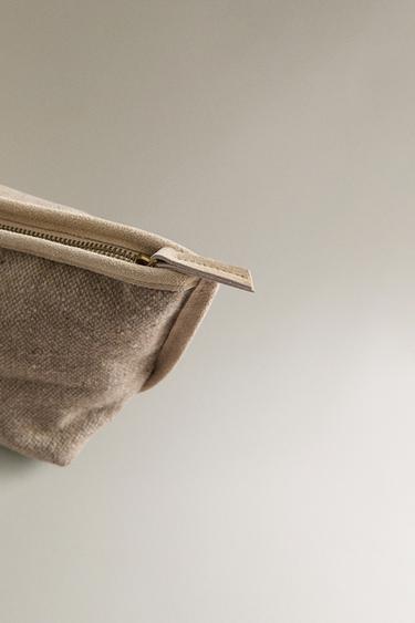MEDIUM FABRIC WASH BAG - Taupe Grey by Zara - Image 4