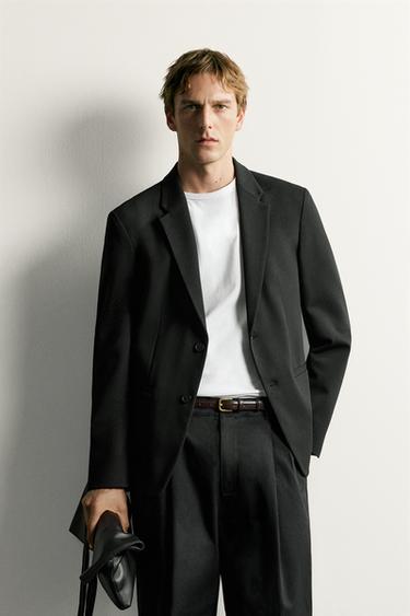 NON-IRON REGULAR FIT TECHNICAL BLAZER - Black by Zara