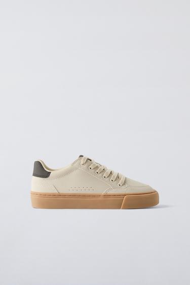 MINIMALIST LACE-UP SNEAKERS - Ecru White by Zara