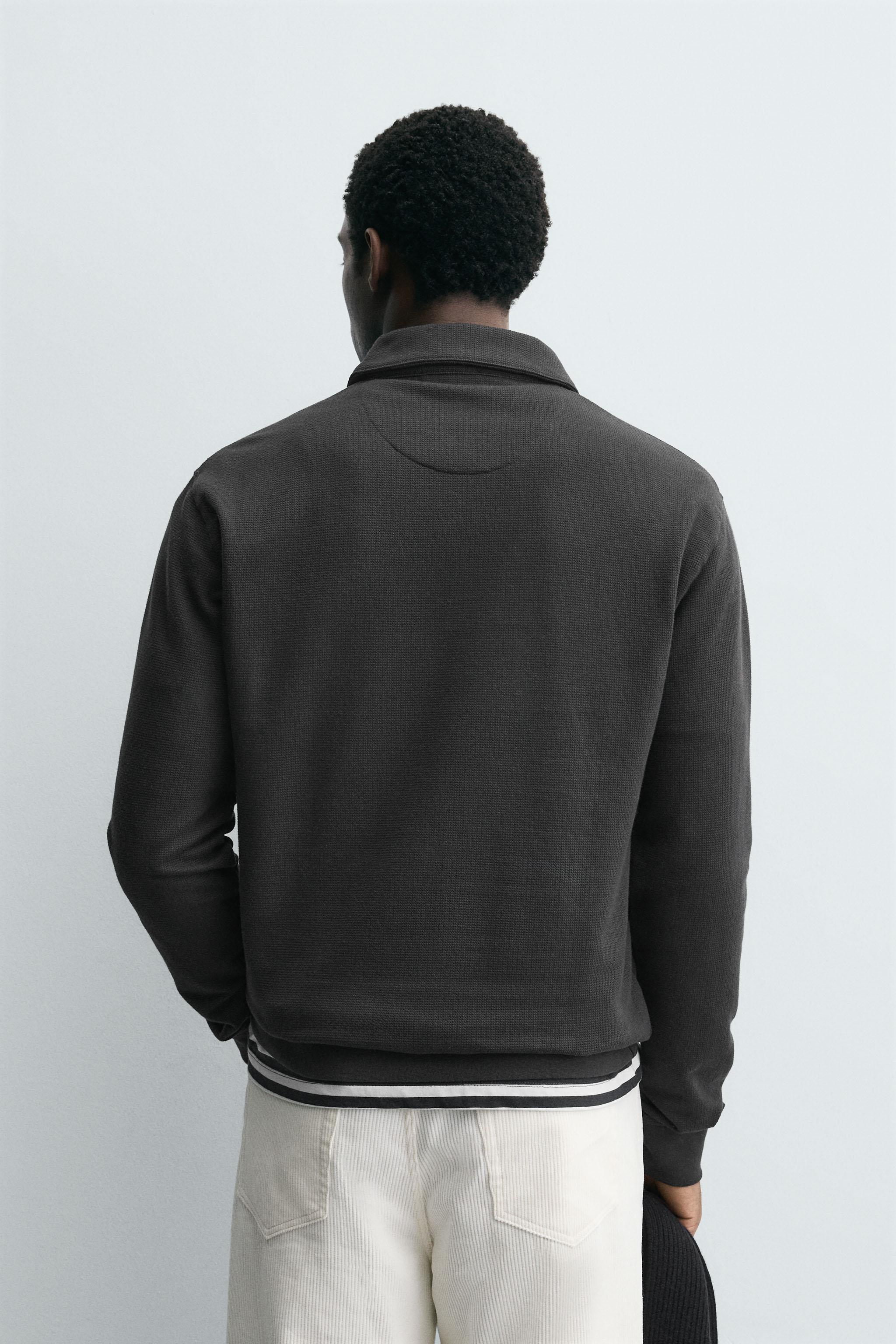 TEXTURED ZIP POLO SHIRT