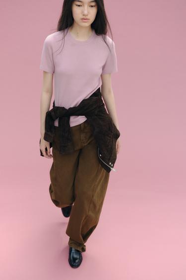 JEANS TRF BAGGY BALLOON ミッドライズブラウンZaraのJEANS TRF BAGGY BALLOON ミッドライズ - ブラウン 