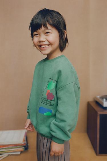 SUDADERA ESTAMPADO PARQUE - Verde de Zara