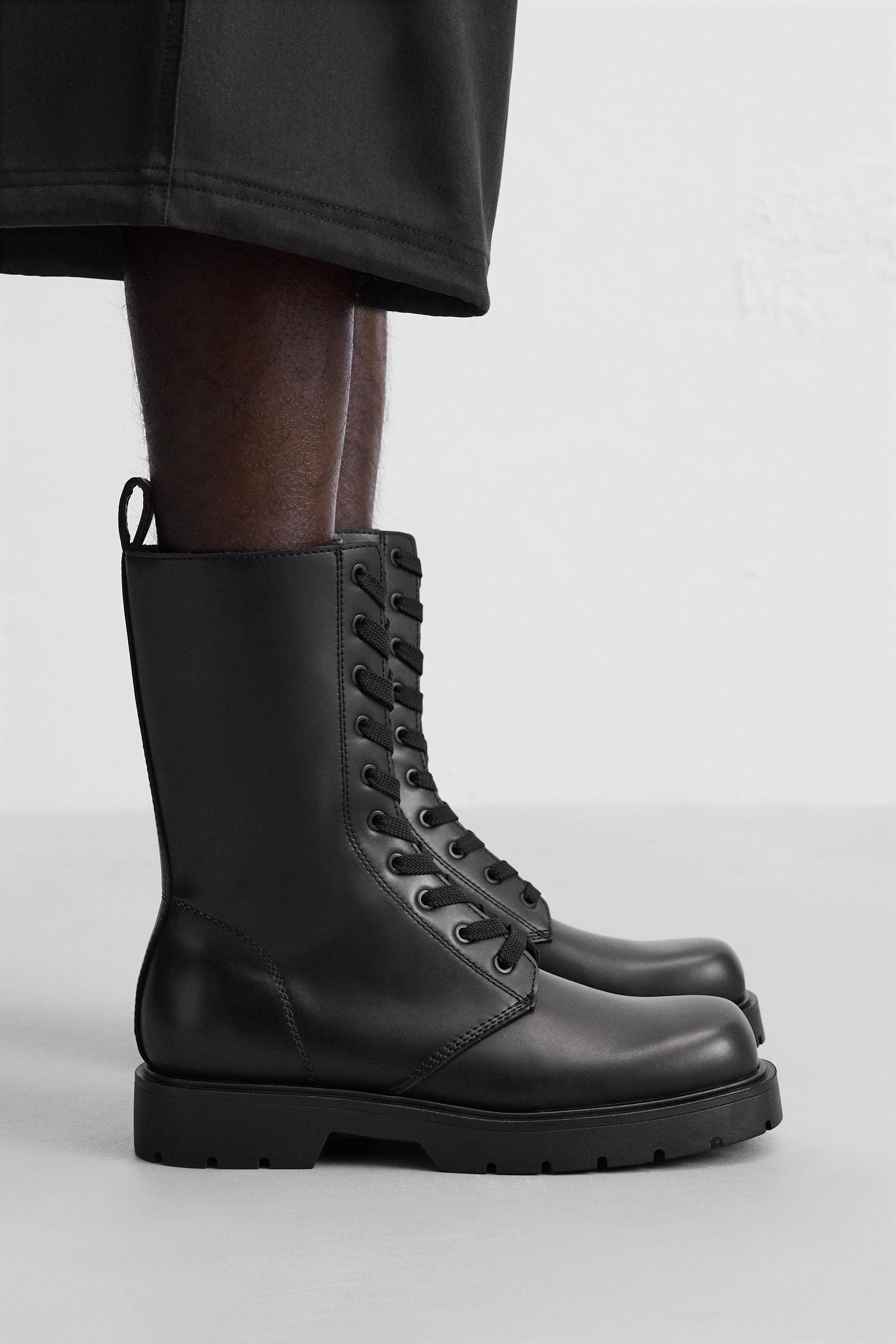 チャンキーソール レースアップブーツ - ブラック | ZARA Japan