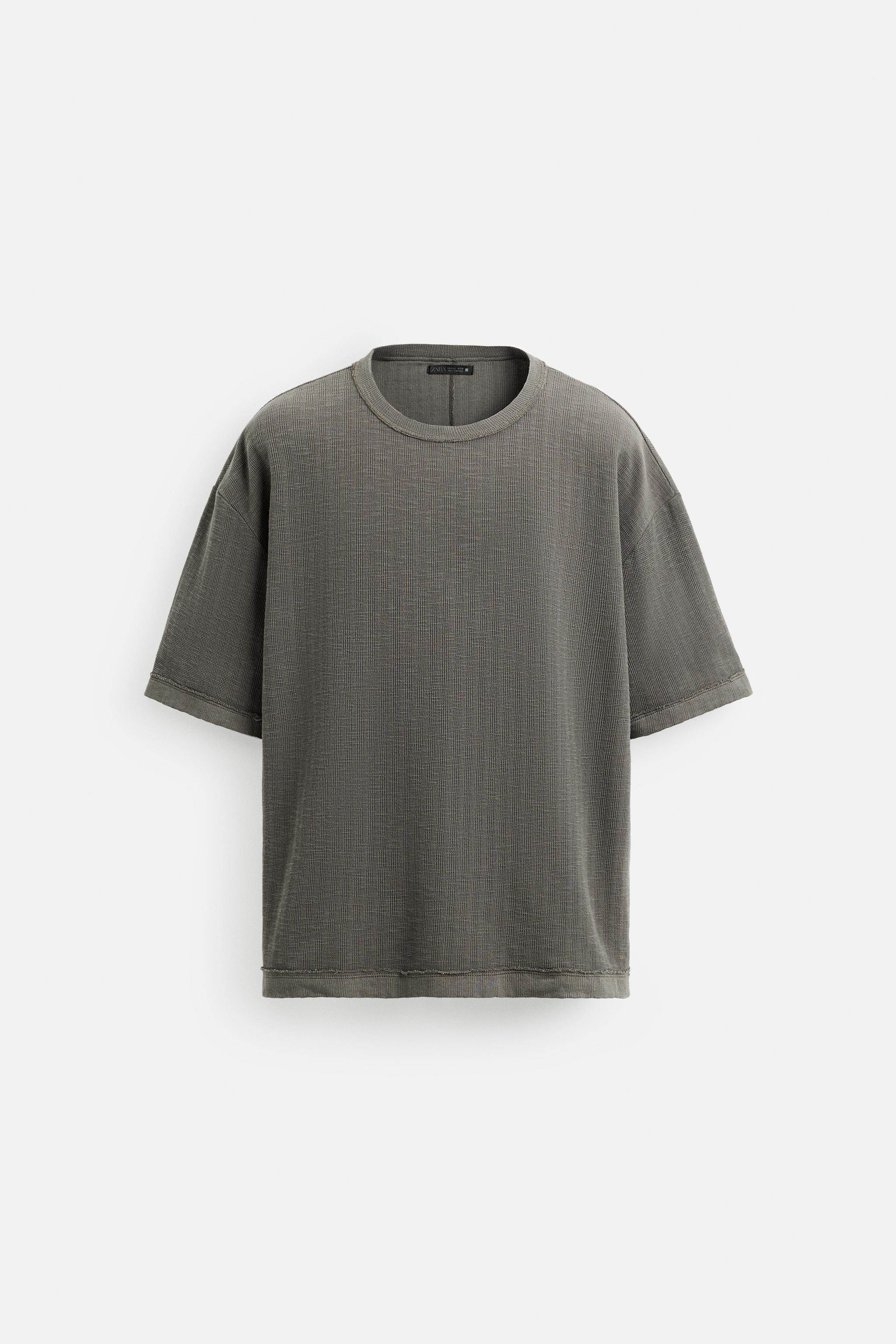 ★ZARA★ WASHED TEXTURED KNIT T-SHIRT WASHED PRINT KNIT T-SHIRT - Black | ZARA United States