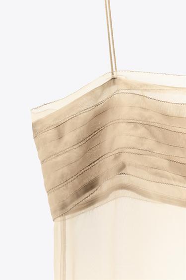 ROBE MI-LONGUE EN TULLE - Doré de Zara - Image 6