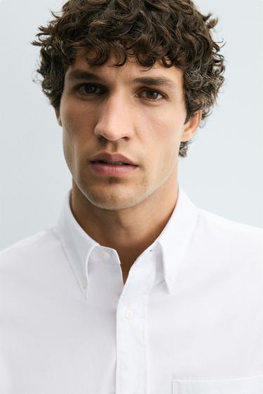 CHEMISE REGULAR FIT COL BOUTONNÉ - Blanc de Zara - Image 4