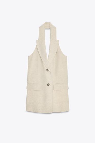 HALTER NECK WAISTCOAT WITH LINEN BLEND - Light beige by Zara - Image 5
