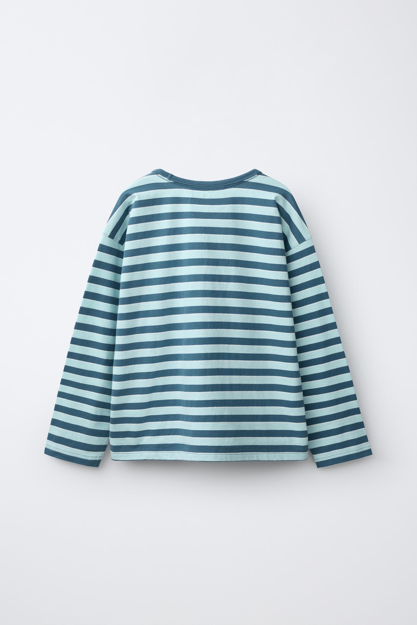 Детская футболка Zara Striped Print, цвет: Голубоватый — фото 2