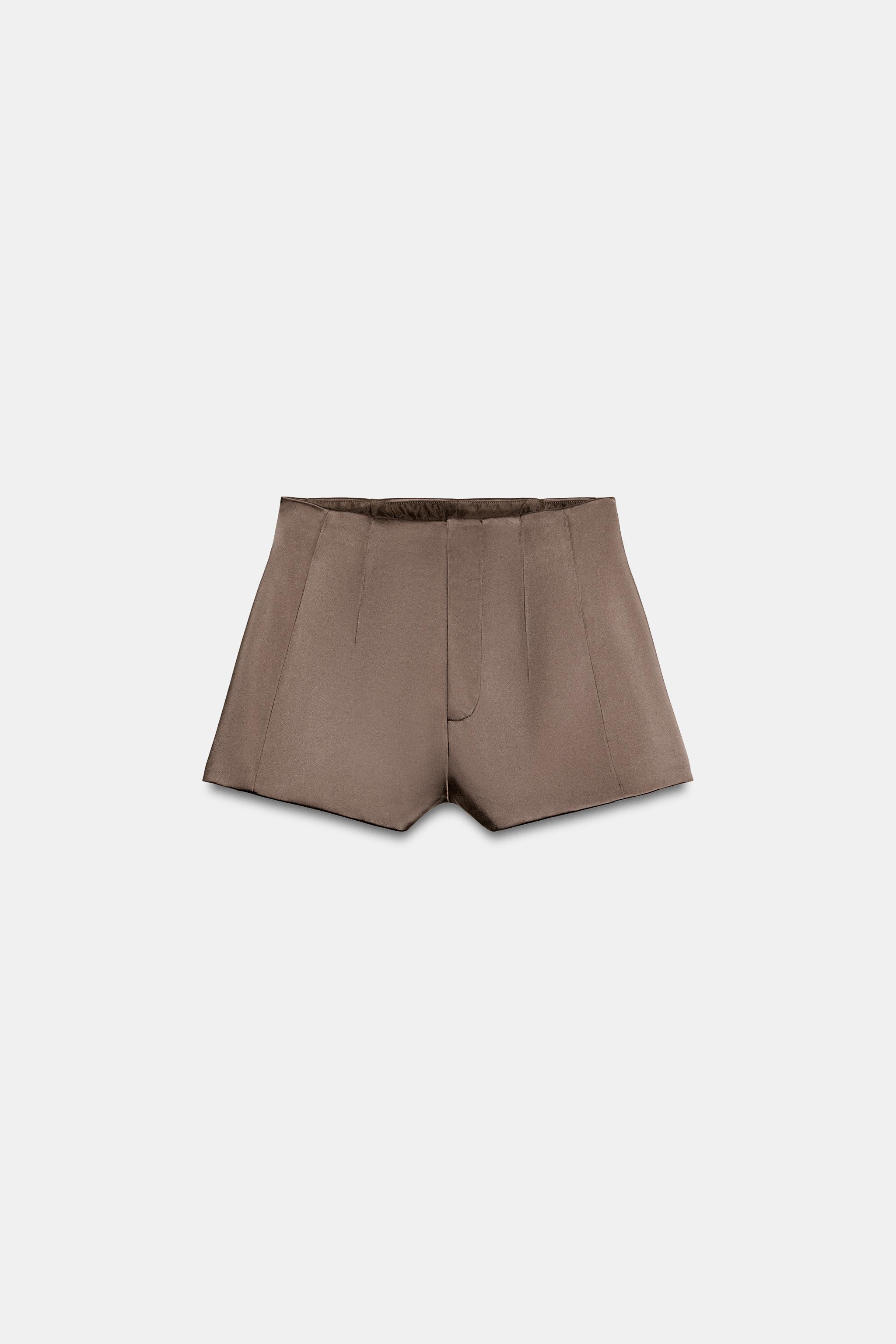 Zara Saten Yüzeyli Mini Şort görsel 6