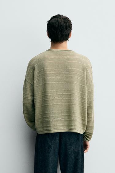 PULL EN JACQUARD À RAYURES - Vert clair de Zara - Image 2
